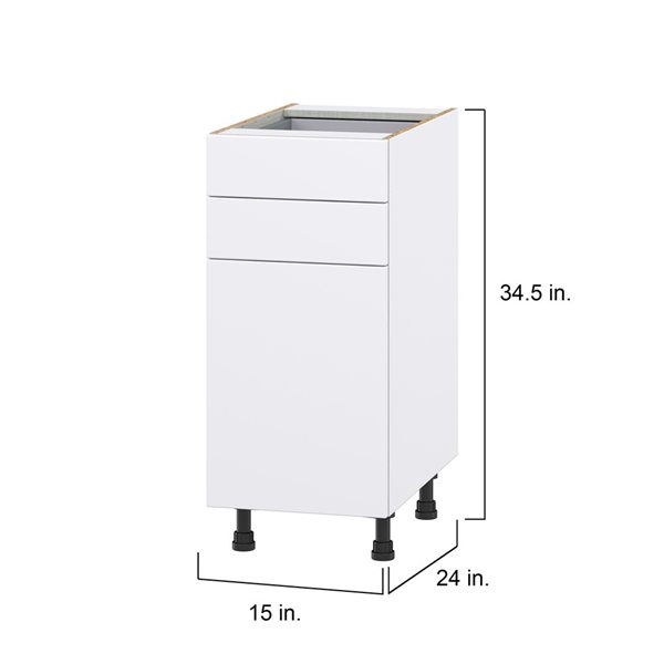 Hugo&Borg Lasalle 15 x 34.5 x 24.88-in Glacier White Door and Drawer Base Semi-Custom Cabinet