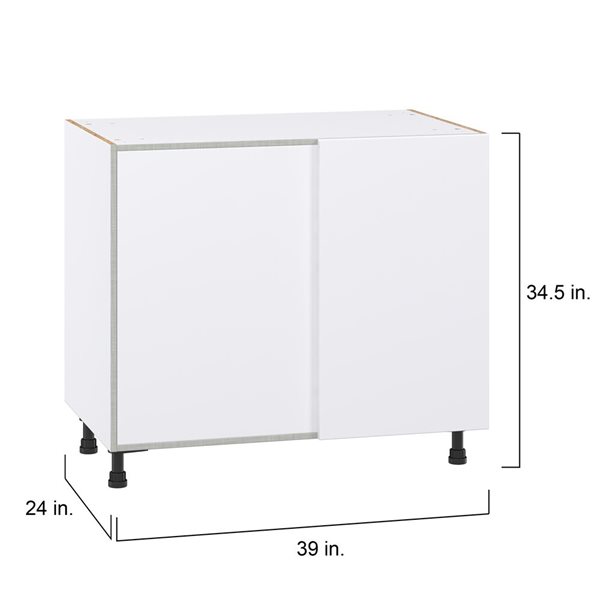 Hugo&Borg Lasalle 39 x 34.5 x 24.88-in Glacier White Blind Corner Base Semi-Custom Cabinet