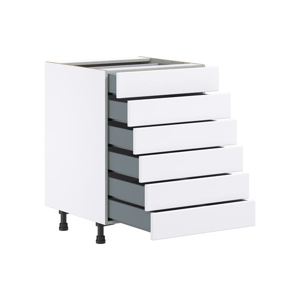 Hugo&Borg Lasalle 24 x 34.5 x 24.88-in Glacier White Drawer Base Semi-Custom Cabinet