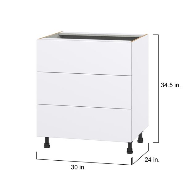 Hugo&Borg Lasalle 30 x 34.5 x 24.88-in Glacier White Drawer Base Semi-Custom Cabinet