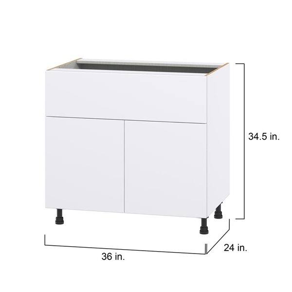 Hugo&Borg Lasalle 36 x 34.5 x 24.88-in Glacier White Door and Drawer Base Semi-Custom Cabinet