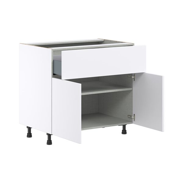 Hugo&Borg Lasalle 36 x 34.5 x 24.88-in Glacier White Door and Drawer Base Semi-Custom Cabinet