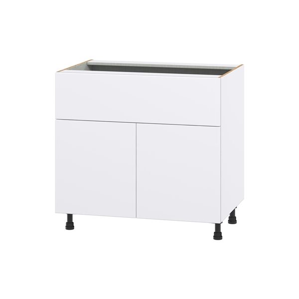 Hugo&Borg Lasalle 36 x 34.5 x 24.88-in Glacier White Door and Drawer Base Semi-Custom Cabinet