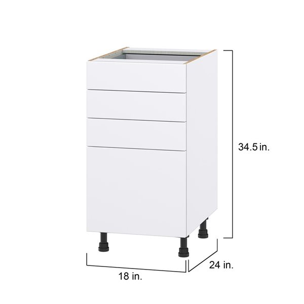 Hugo&Borg Lasalle 18 x 34.5 x 24.88-in Glacier White Drawer Base Semi-Custom Cabinet