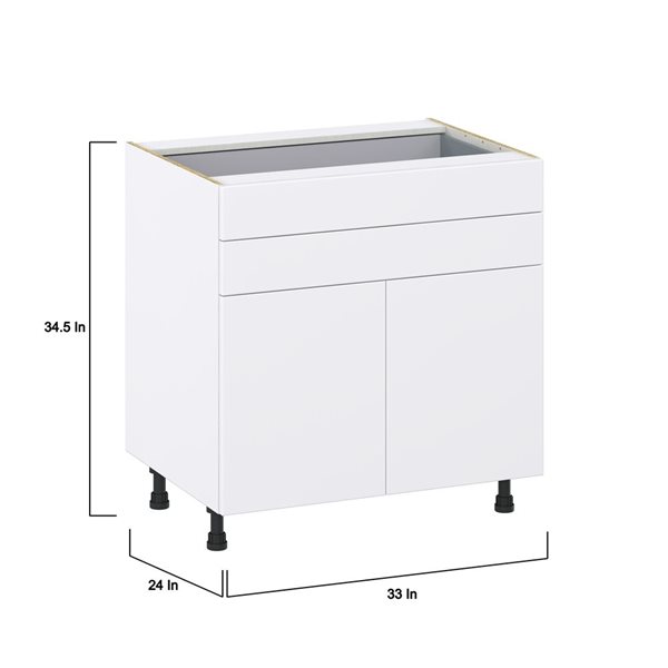 Hugo&Borg Lasalle 33 x 34.5 x 24.88-in Glacier White Door and Drawer Base Semi-Custom Cabinet