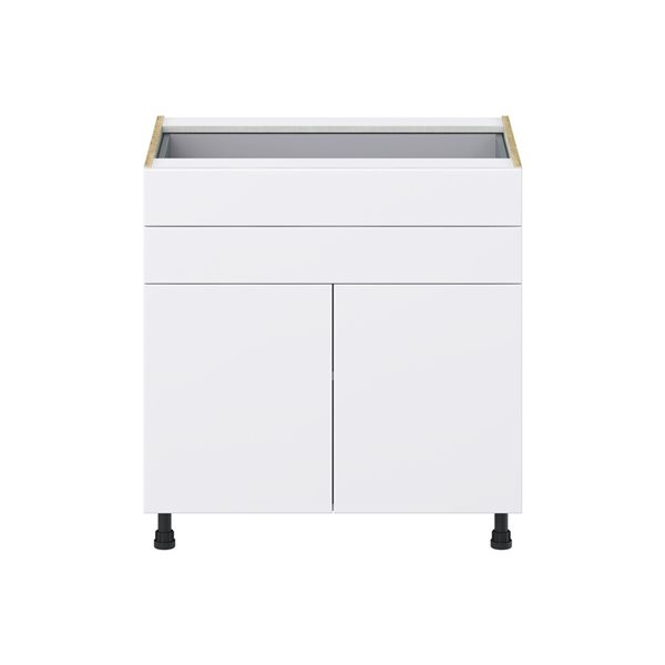 Hugo&Borg Lasalle 33 x 34.5 x 24.88-in Glacier White Door and Drawer Base Semi-Custom Cabinet