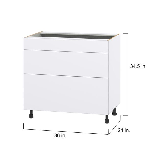 Hugo&Borg Lasalle 36 x 34.5 x 24.88-in Glacier White Drawer Base Semi-Custom Cabinet