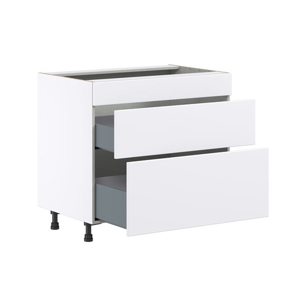 Hugo&Borg Lasalle 36 x 34.5 x 24.88-in Glacier White Drawer Base Semi-Custom Cabinet