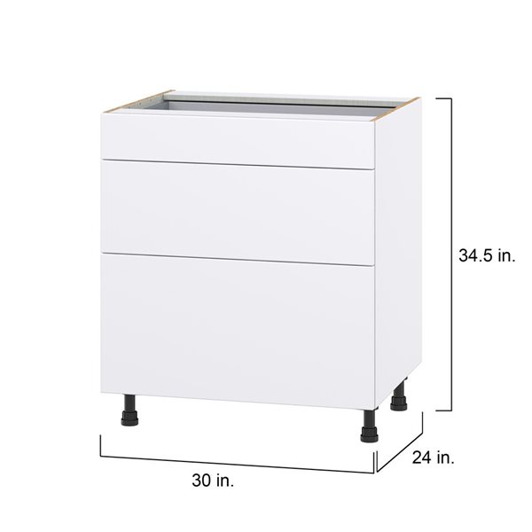 Hugo&Borg Lasalle 30 x 34.5 x 24.88-in Glacier White Drawer Base Semi-Custom Cabinet