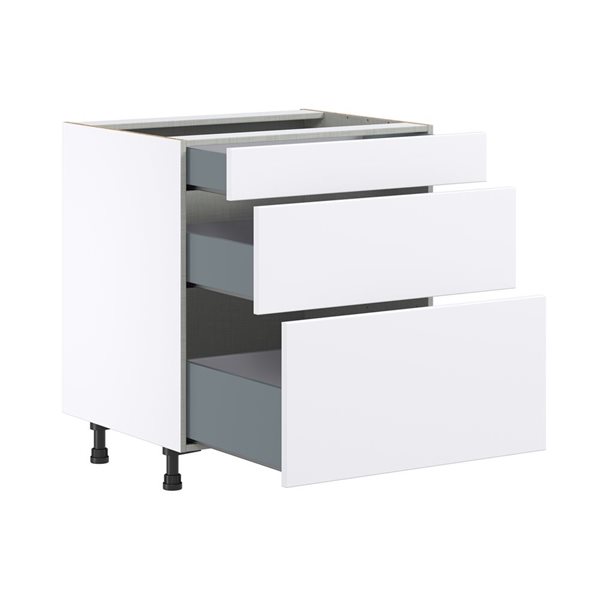 Hugo&Borg Lasalle 30 x 34.5 x 24.88-in Glacier White Drawer Base Semi-Custom Cabinet