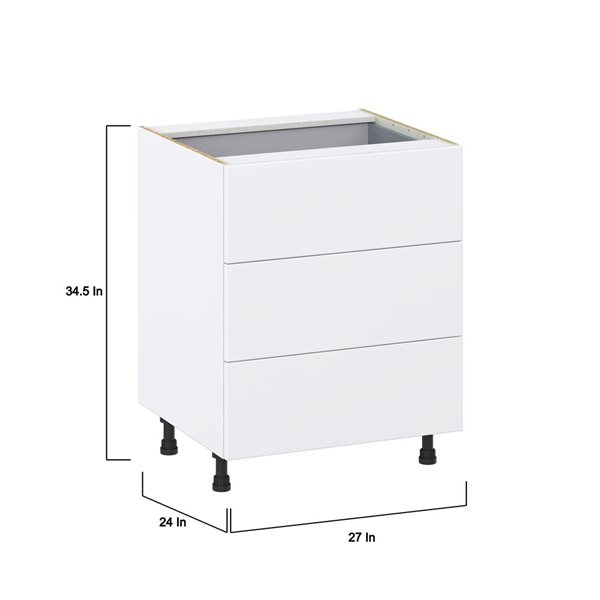 Hugo&Borg Lasalle 27 x 34.5 x 24.88-in Glacier White Drawer Base Semi-Custom Cabinet