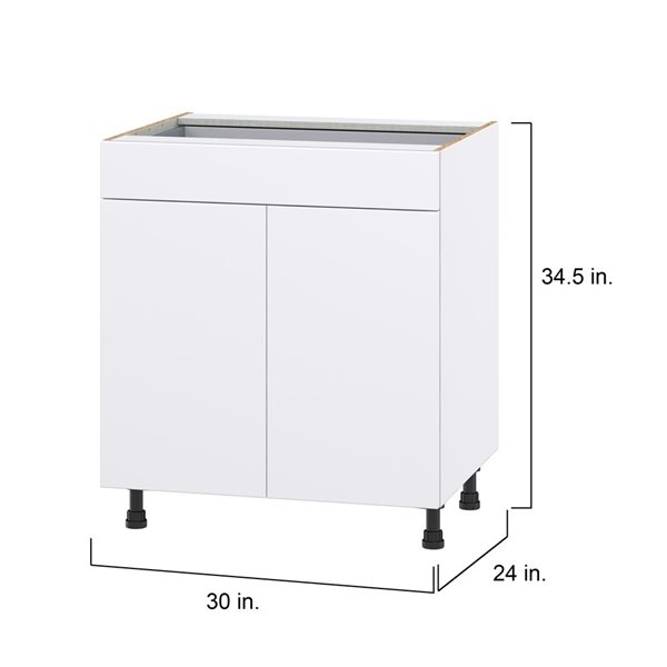 Hugo&Borg Lasalle 30 x 34.5 x 24.88-in Glacier White Door and Drawer Base Semi-Custom Cabinet