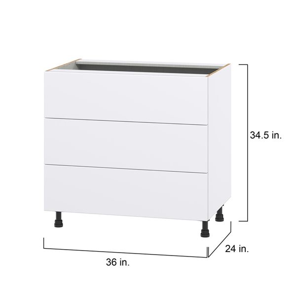 Hugo&Borg Lasalle 36 x 34.5 x 24.88-in Glacier White Drawer Base Semi-Custom Cabinet