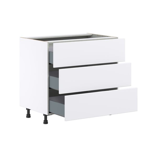 Hugo&Borg Lasalle 36 x 34.5 x 24.88-in Glacier White Drawer Base Semi-Custom Cabinet