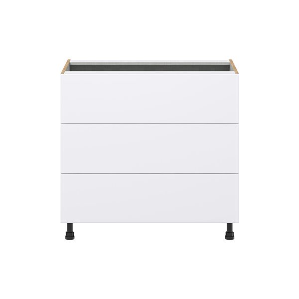 Hugo&Borg Lasalle 36 x 34.5 x 24.88-in Glacier White Drawer Base Semi-Custom Cabinet