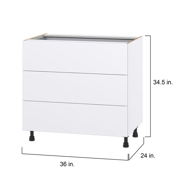 Hugo&Borg Lasalle 36 x 34.5 x 24.88-in Glacier White Drawer Base Semi-Custom Cabinet