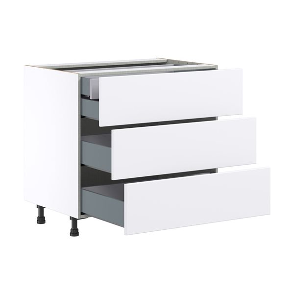 Hugo&Borg Lasalle 36 x 34.5 x 24.88-in Glacier White Drawer Base Semi-Custom Cabinet