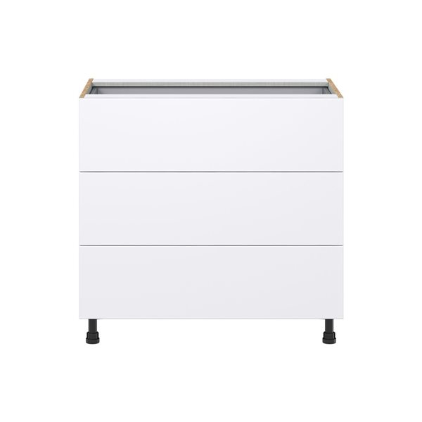 Hugo&Borg Lasalle 36 x 34.5 x 24.88-in Glacier White Drawer Base Semi-Custom Cabinet