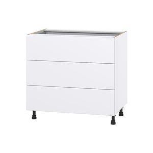 Hugo&Borg Lasalle 36 x 34.5 x 24.88-in Glacier White Drawer Base Semi-Custom Cabinet