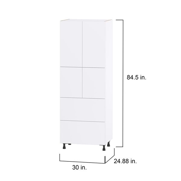 Hugo&Borg Lasalle 30 x 84.5 x 24.88-in Glacier White Door and Drawer Pantry Semi-Custom Cabinet