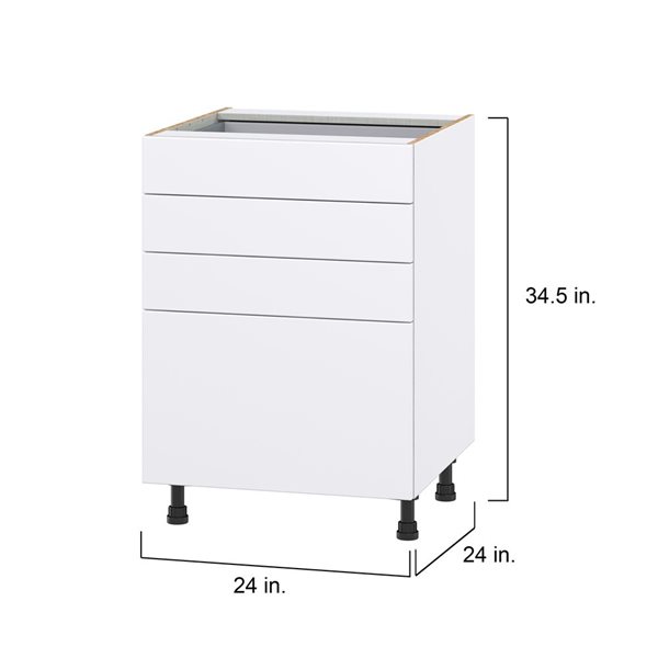 Hugo&Borg Lasalle 24 x 34.5 x 24.88-in Glacier White Drawer Base Semi-Custom Cabinet