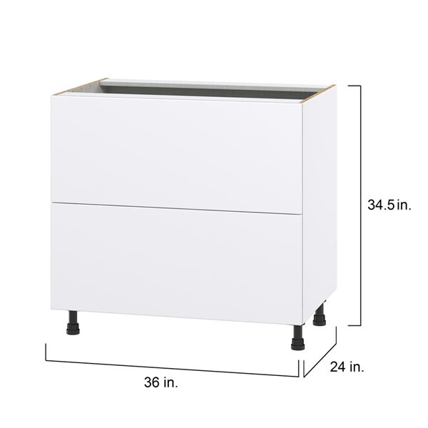 Hugo&Borg Lasalle 36 x 34.5 x 24.88-in Glacier White Drawer Base Semi-Custom Cabinet