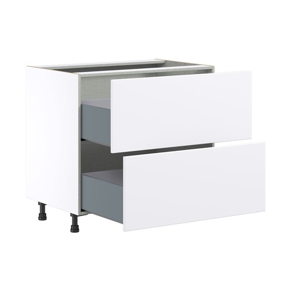 Hugo&Borg Lasalle 36 x 34.5 x 24.88-in Glacier White Drawer Base Semi-Custom Cabinet