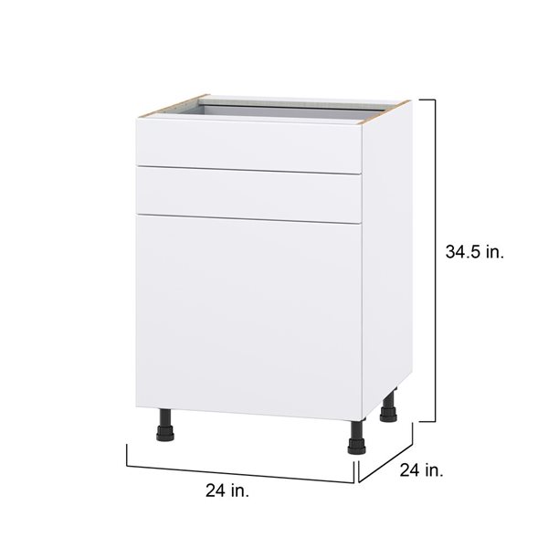 Hugo&Borg Lasalle 24 x 34.5 x 24.88-in Glacier White Door and Drawer Base Semi-Custom Cabinet