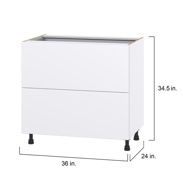 Hugo&Borg Lasalle 36 x 34.5 x 24.88-in Glacier White Drawer Base Semi-Custom Cabinet