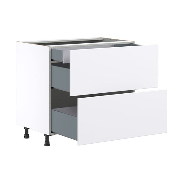 Hugo&Borg Lasalle 36 x 34.5 x 24.88-in Glacier White Drawer Base Semi-Custom Cabinet