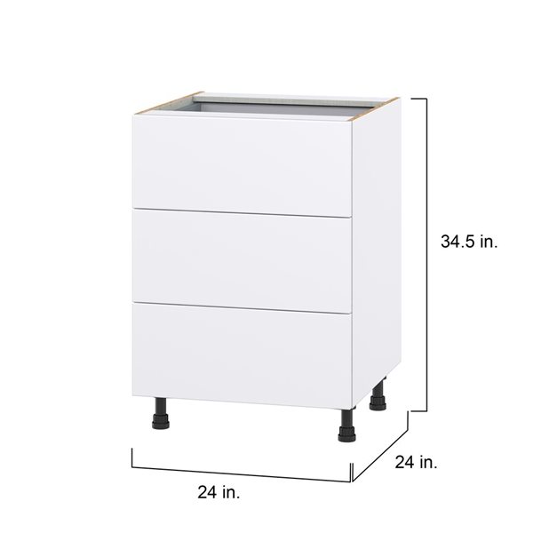 Hugo&Borg Lasalle 24 x 34.5 x 24.88-in Glacier White Drawer Base Semi-Custom Cabinet