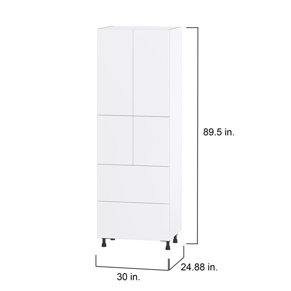 Hugo&Borg Lasalle 30 x 89.5 x 24.88-in Glacier White Door and Drawer Pantry Semi-Custom Cabinet