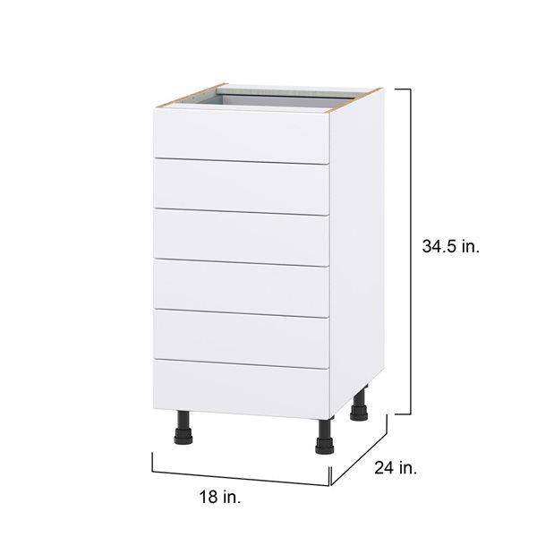 Hugo&Borg Lasalle 18 x 34.5 x 24.88-in Glacier White Drawer Base Semi-Custom Cabinet