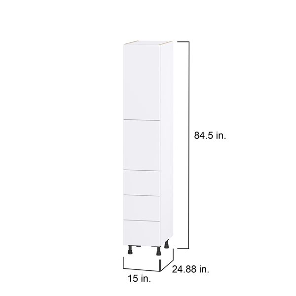 Hugo&Borg Lasalle 15 x 84.5 x 24.88-in Glacier White Door and Drawer Pantry Semi-Custom Cabinet