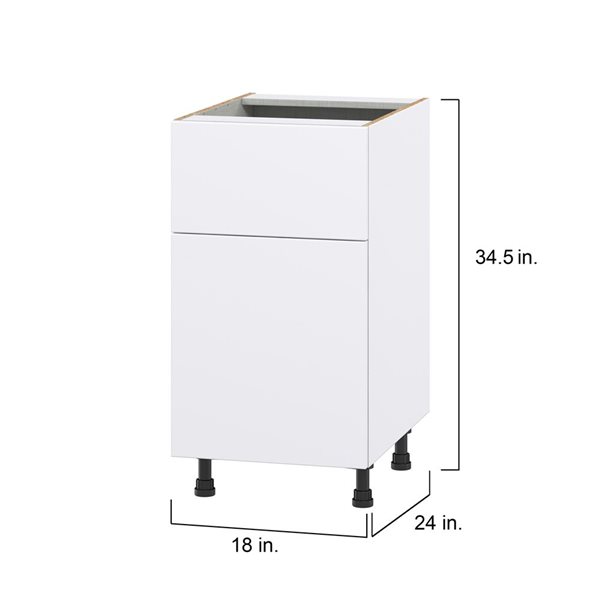 Hugo&Borg Lasalle 18 x 34.5 x 24.88-in Glacier White Door and Drawer Base Semi-Custom Cabinet