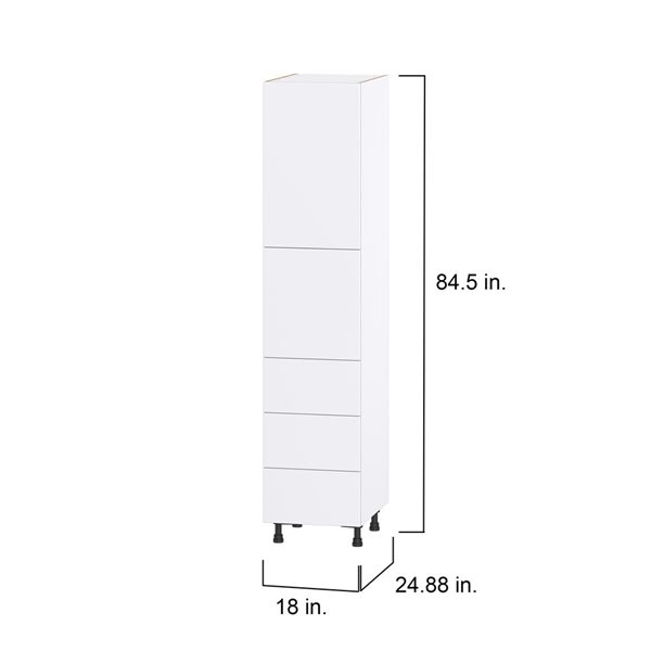 Hugo&Borg Lasalle 18 x 84.5 x 24.88-in Glacier White Door and Drawer Pantry Semi-Custom Cabinet