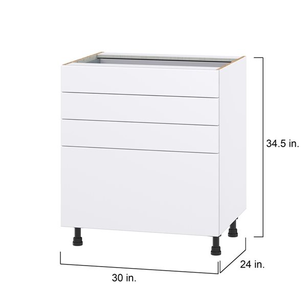 Hugo&Borg Lasalle 30 x 34.5 x 24.88-in Glacier White Drawer Base Semi-Custom Cabinet