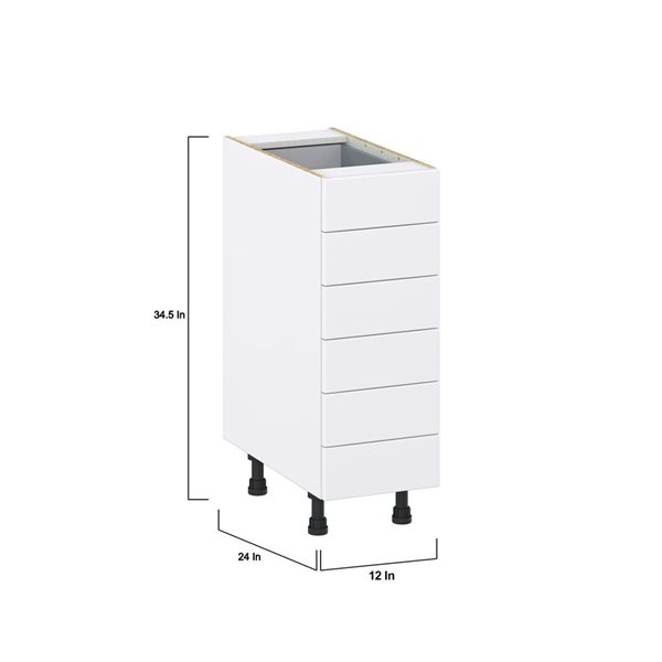 Hugo&Borg Lasalle 12 x 34.5 x 24.88-in Glacier White Drawer Base Semi-Custom Cabinet