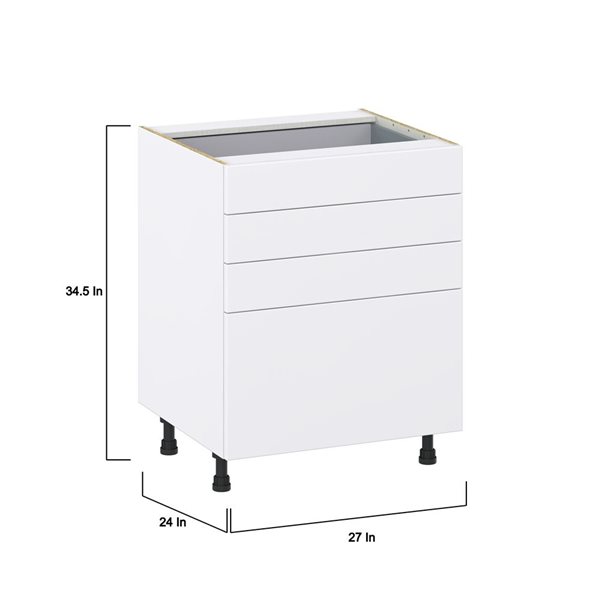 Hugo&Borg Lasalle 27 x 34.5 x 24.88-in Glacier White Drawer Base Semi-Custom Cabinet