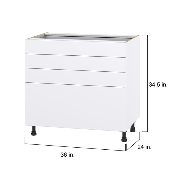 Hugo&Borg Lasalle 36 x 34.5 x 24.88-in Glacier White Drawer Base Semi-Custom Cabinet