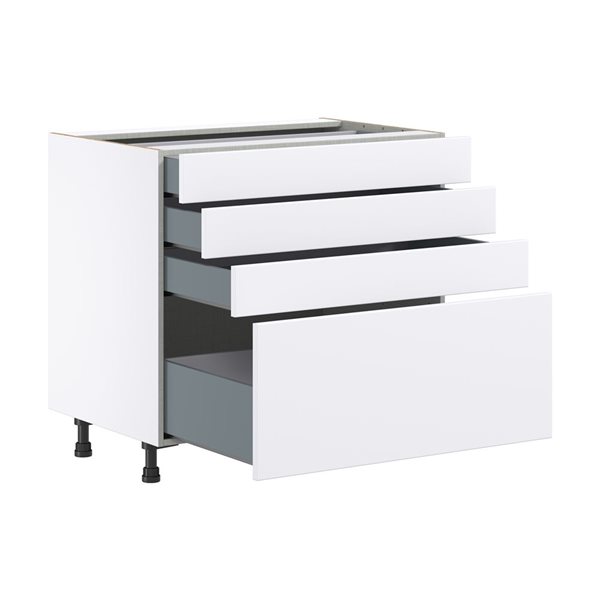 Hugo&Borg Lasalle 36 x 34.5 x 24.88-in Glacier White Drawer Base Semi-Custom Cabinet