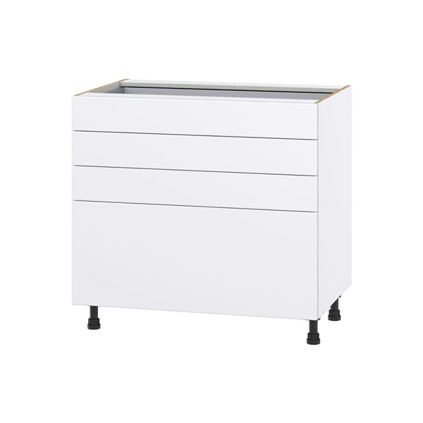 Hugo&Borg Lasalle 36 x 34.5 x 24.88-in Glacier White Drawer Base Semi-Custom Cabinet