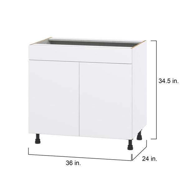 Hugo&Borg Lasalle 36 x 34.5 x 24.88-in Glacier White Door Base Semi-Custom Cabinet