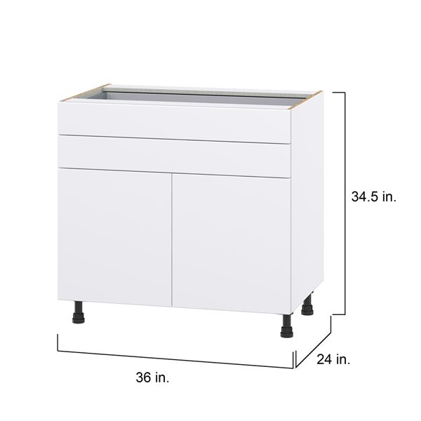 Hugo&Borg Lasalle 36 x 34.5 x 24.88-in Glacier White Door and Drawer Base Semi-Custom Cabinet