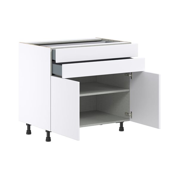 Hugo&Borg Lasalle 36 x 34.5 x 24.88-in Glacier White Door and Drawer Base Semi-Custom Cabinet