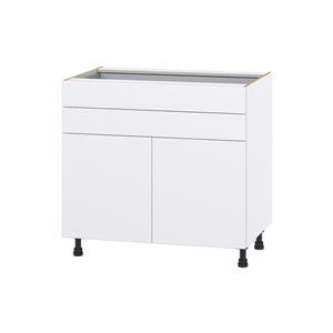 Hugo&Borg Lasalle 36 x 34.5 x 24.88-in Glacier White Door and Drawer Base Semi-Custom Cabinet