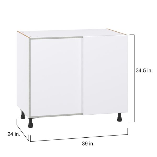 Hugo&Borg Lasalle 39 x 34.5 x 24.88-in Glacier White Blind Corner Base Semi-Custom Cabinet