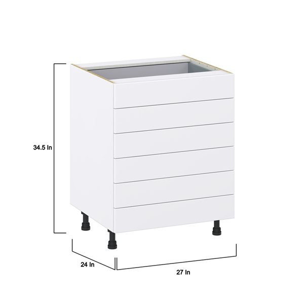 Hugo&Borg Lasalle 27 x 34.5 x 24.88-in Glacier White Drawer Base Semi-Custom Cabinet