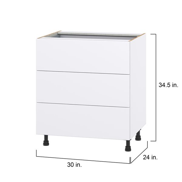 Hugo&Borg Lasalle 30 x 34.5 x 24.88-in Glacier White Drawer Base Semi-Custom Cabinet