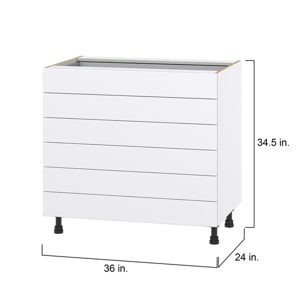 Hugo&Borg Lasalle 36 x 34.5 x 24.88-in Glacier White Drawer Base Semi-Custom Cabinet